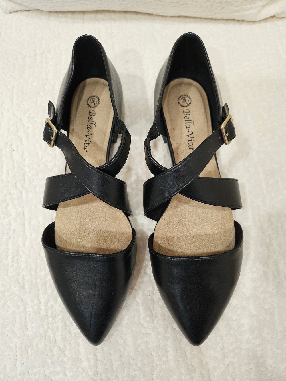 Bella Vita Black Pointed Mary Jane Flats
